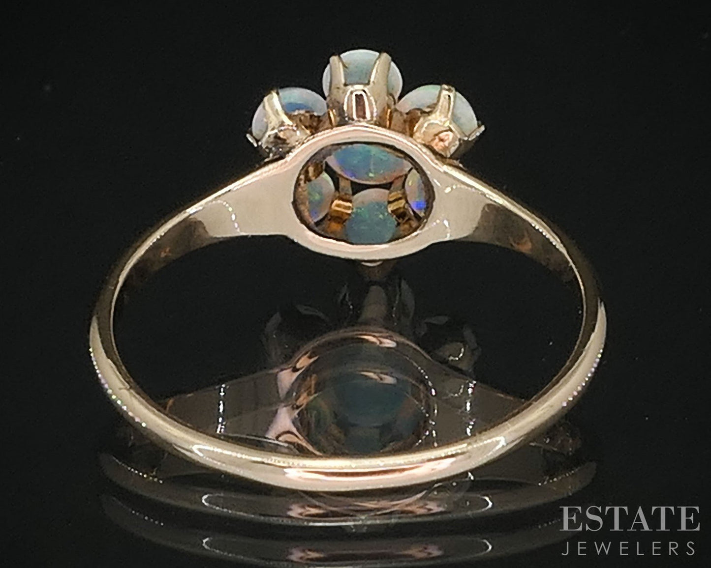 Antique Victorian 10k Yellow Gold Natural Opal Cluster Ring 1.1g i19930