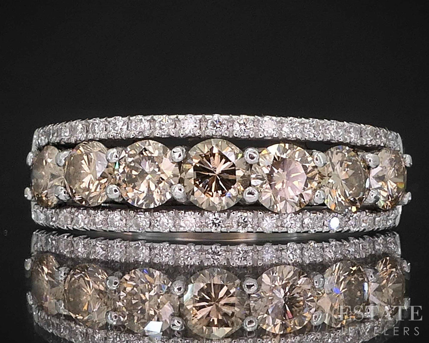 14k Vanilla Gold LeVian Natural .80ctw Chocolate & Vanilla Diamond Ring i19922