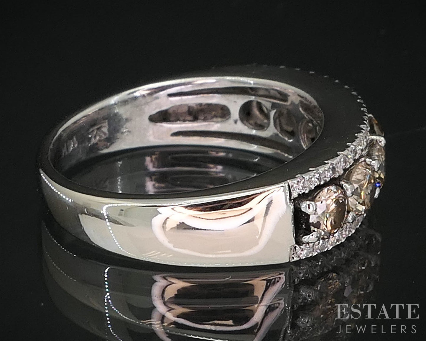 14k Vanilla Gold LeVian Natural .80ctw Chocolate & Vanilla Diamond Ring i19922