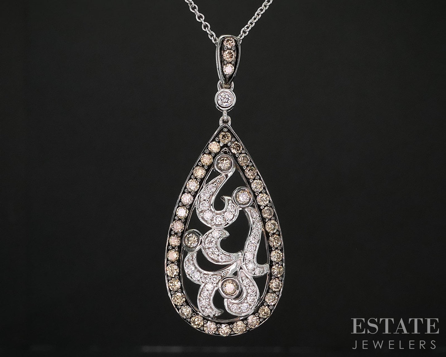 14k Vanilla Gold LeVian Natural Chocolate & Vanilla Diamond Necklace 5.1g i19932