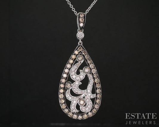 14k Vanilla Gold LeVian Natural Chocolate & Vanilla Diamond Necklace 5.1g i19932
