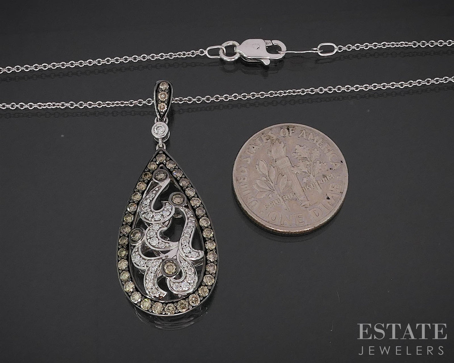 14k Vanilla Gold LeVian Natural Chocolate & Vanilla Diamond Necklace 5.1g i19932