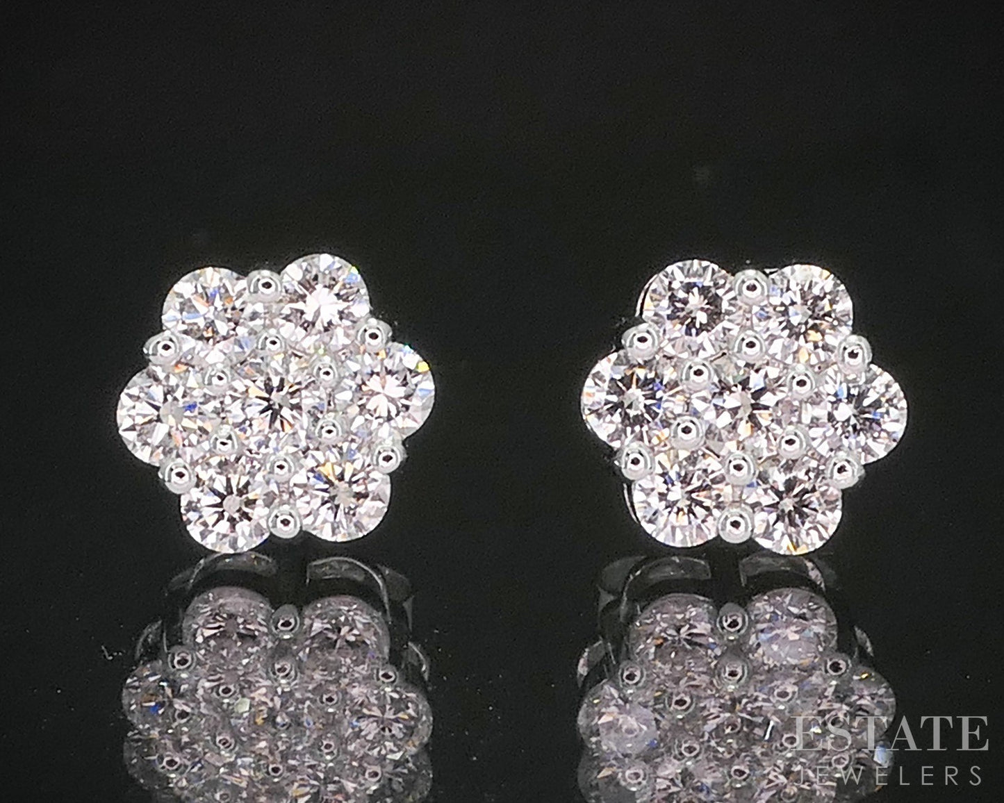 10k White Gold Lab Created .25ctw Diamond Cluster Stud Earrings p88206
