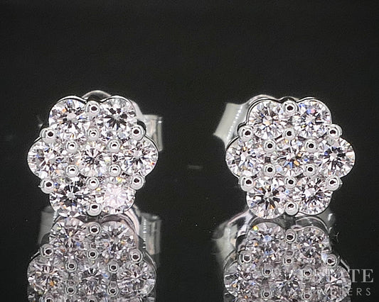 10k White Gold Lab Created .55ctw Diamond Cluster Stud Earrings i19941