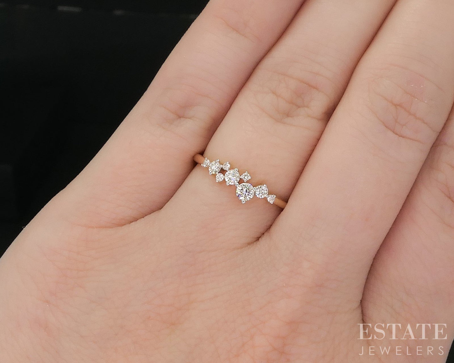 10k Yellow Gold Lab Created .27ctw Diamond Scattered Ladies Band Ring 1g i19947