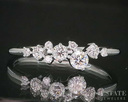 10k White Gold Lab Created .27ctw Diamond Scattered Ladies Band Ring 1g i19946