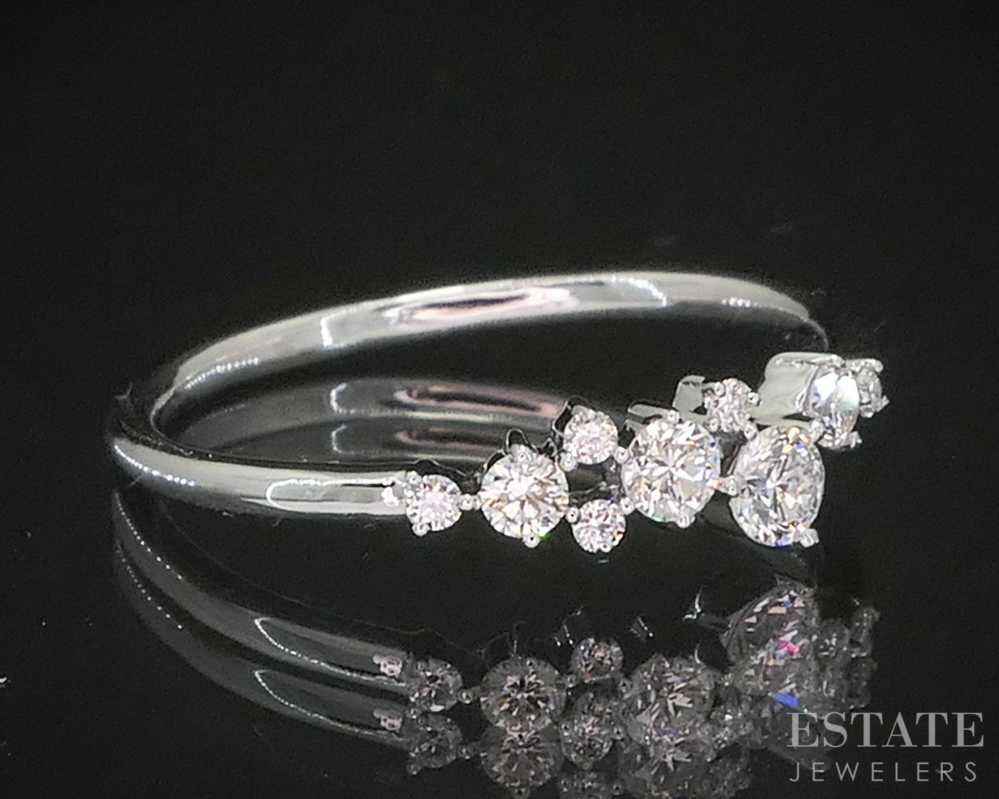 10k White Gold Lab Created .27ctw Diamond Scattered Ladies Band Ring 1g i19946