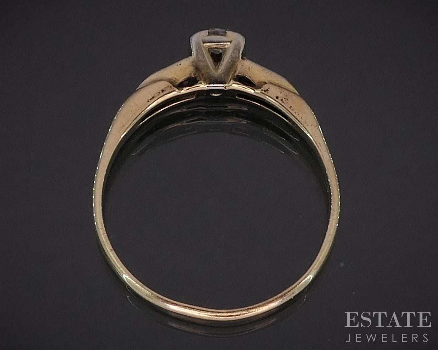 Antique 18k & 14k Yellow Gold OMC Natural .24ct Diamond Engagement Ring i19983b