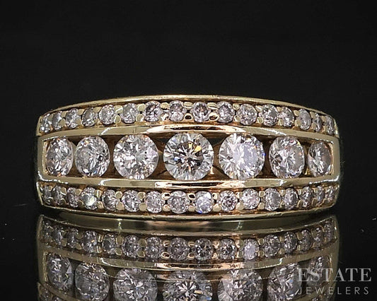 14k Yellow Gold Round Natural .87ctw Diamond Ladies Band Ring 4.5g i19999b