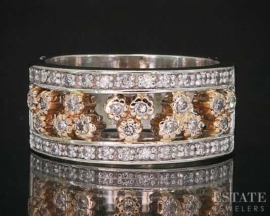 14k Rose & White Gold Natural .20ctw Diamond Ladies Band 8.4g i19961b