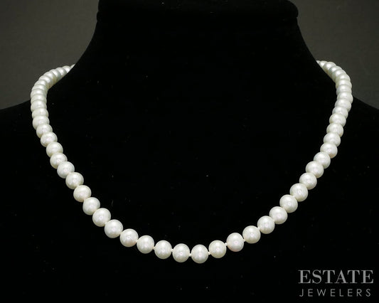 14k Yellow Gold 6mm Freshwater Pearl Ladies Necklace 18"L i19975b