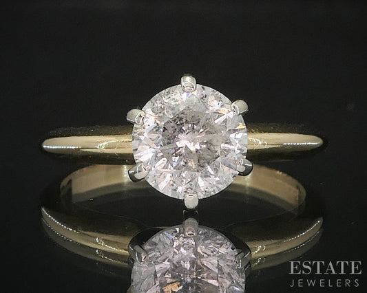 14k Yellow Gold Round Natural 1.15ct Diamond Solitaire Engagement Ring i19970b
