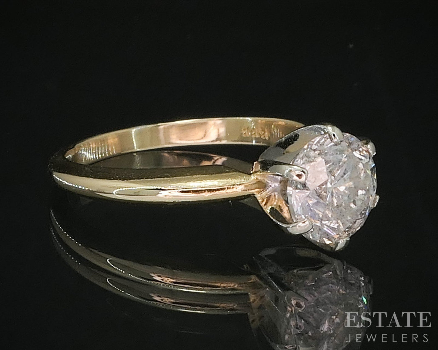 14k Yellow Gold Round Natural 1.15ct Diamond Solitaire Engagement Ring i19970b