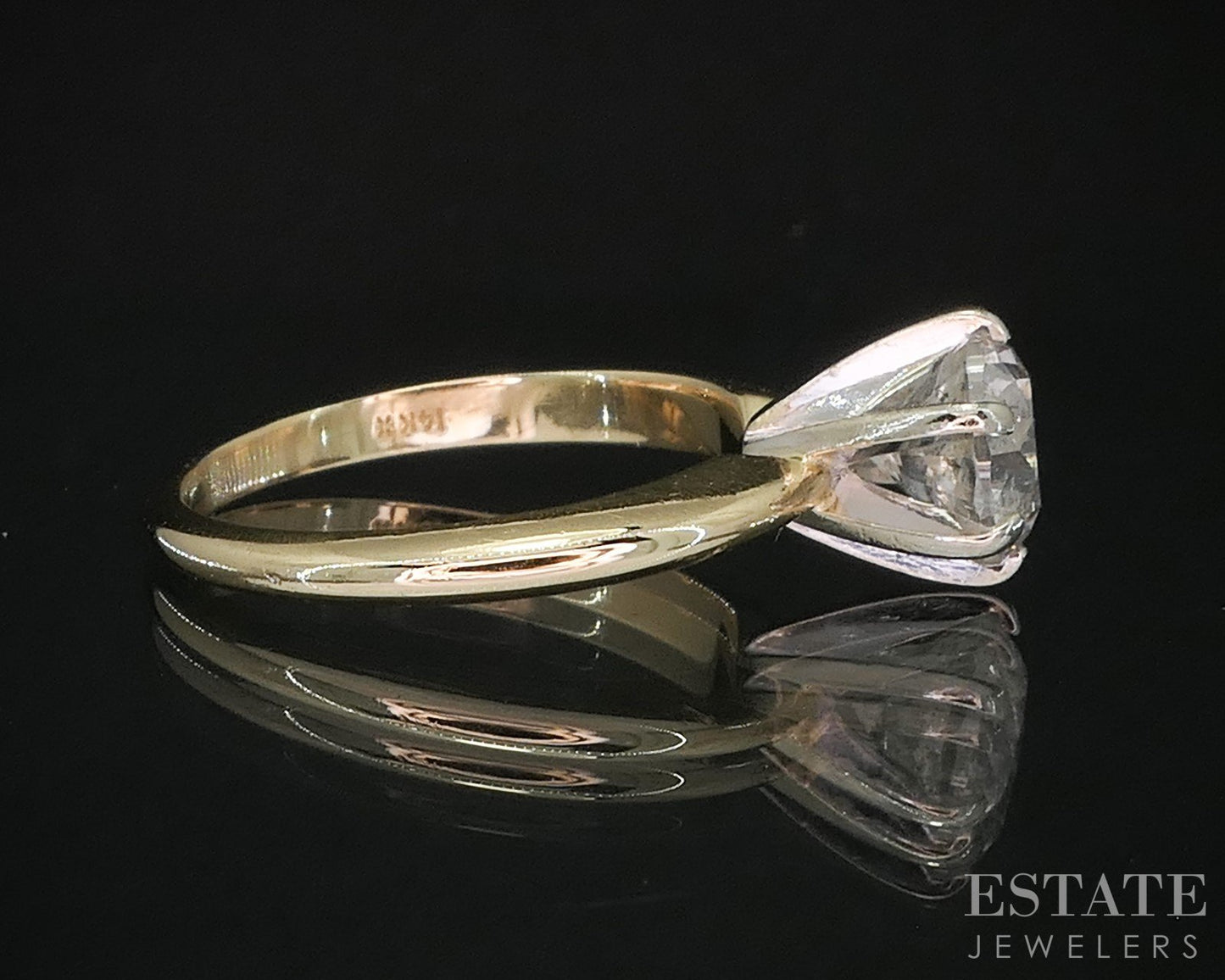 14k Yellow Gold Round Natural 1.15ct Diamond Solitaire Engagement Ring i19970b
