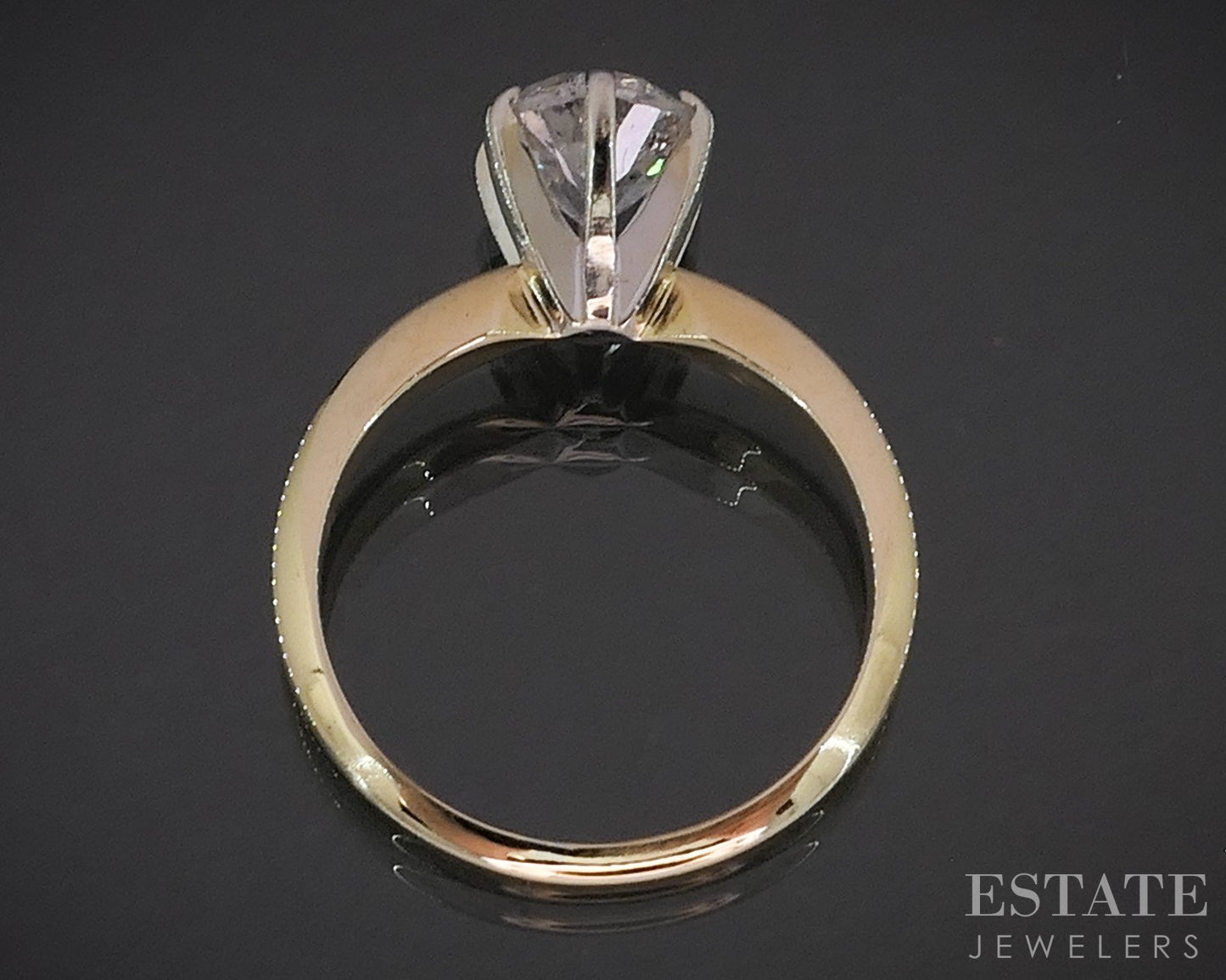 14k Yellow Gold Round Natural 1.15ct Diamond Solitaire Engagement Ring i19970b
