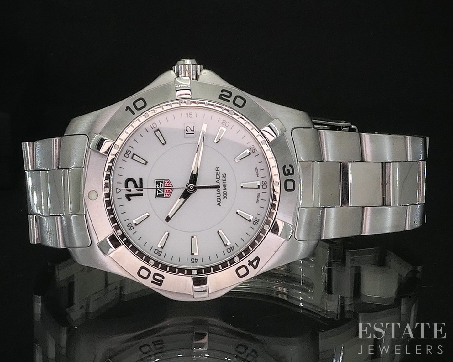 Tag Heuer Aquaracer Date WAF1111 White Dial Stainless Mens Watch i20003