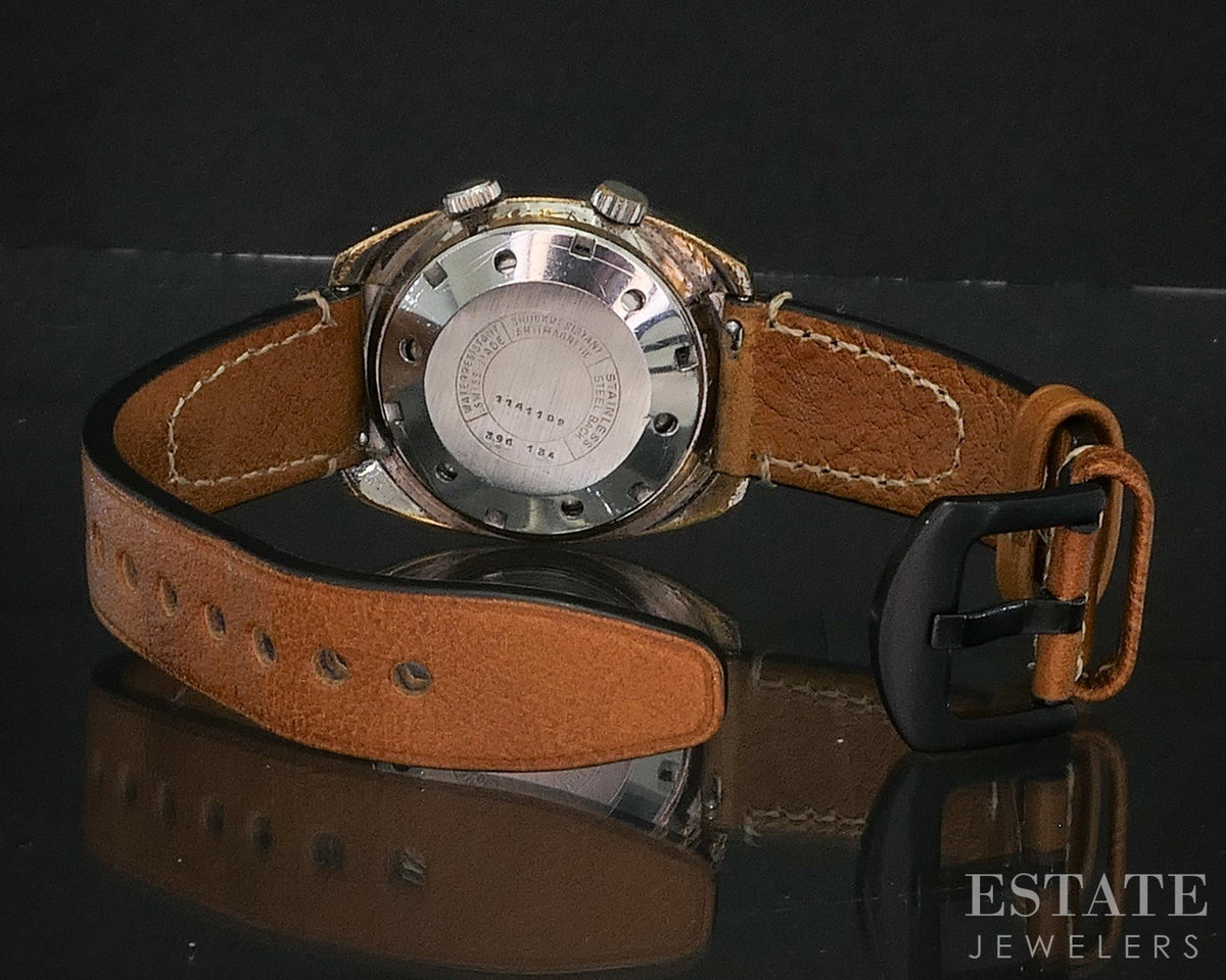 Vintage Glycine Alarm Date 396.134 Stainless Mens Watch i20001