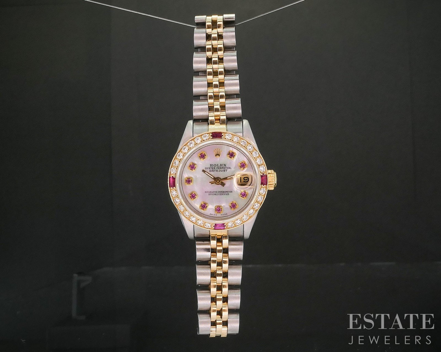 1995 Rolex Datejust 69173 Two Tone Ruby Diamond 26mm Ladies Watch i20005