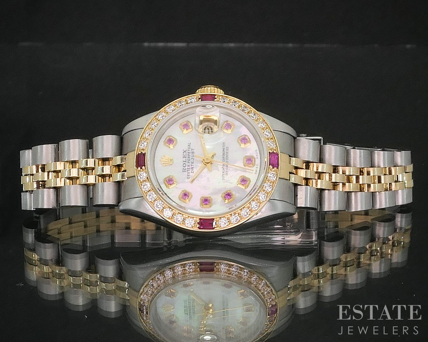 1995 Rolex Datejust 69173 Two Tone Ruby Diamond 26mm Ladies Watch i20005