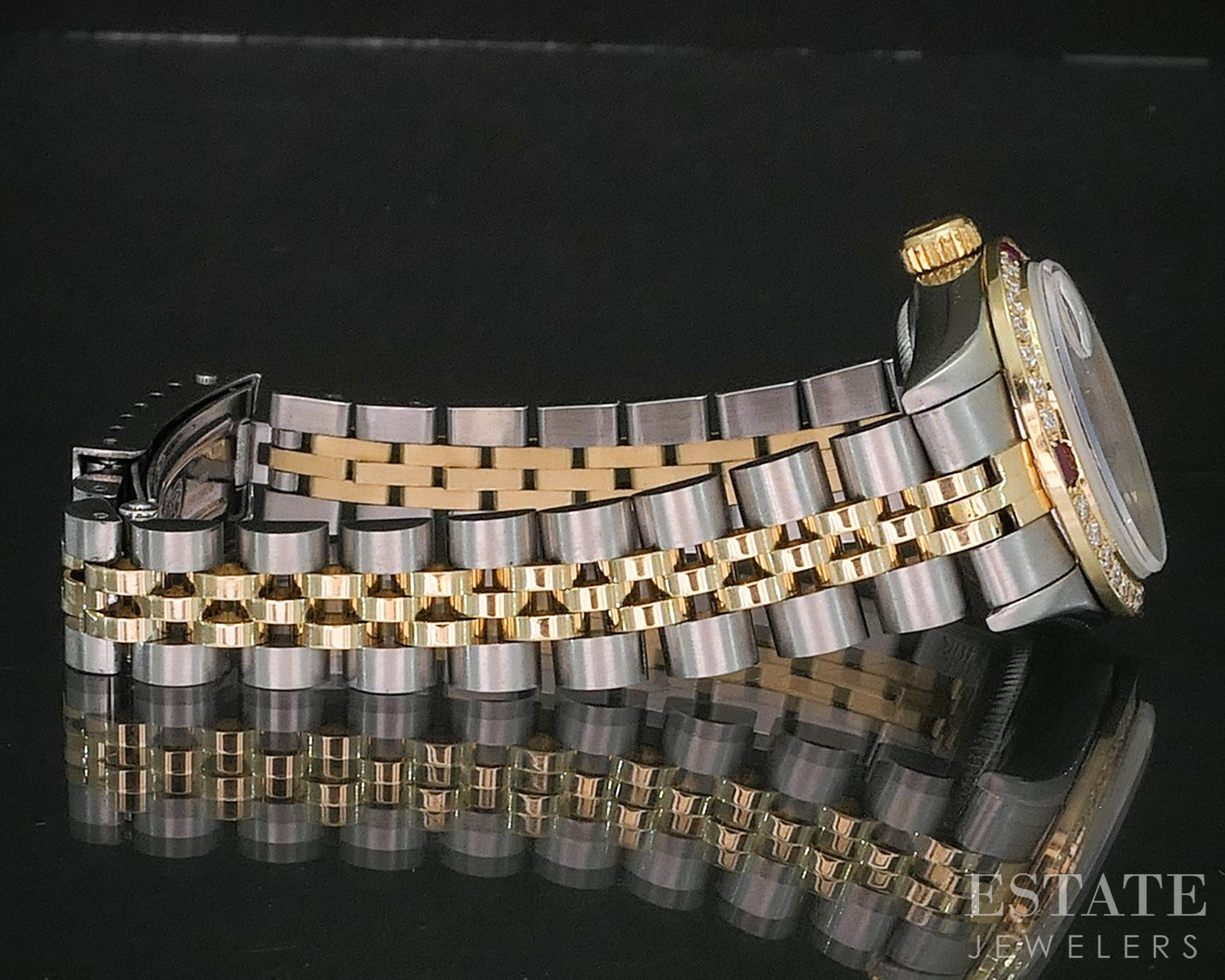 1995 Rolex Datejust 69173 Two Tone Ruby Diamond 26mm Ladies Watch i20005