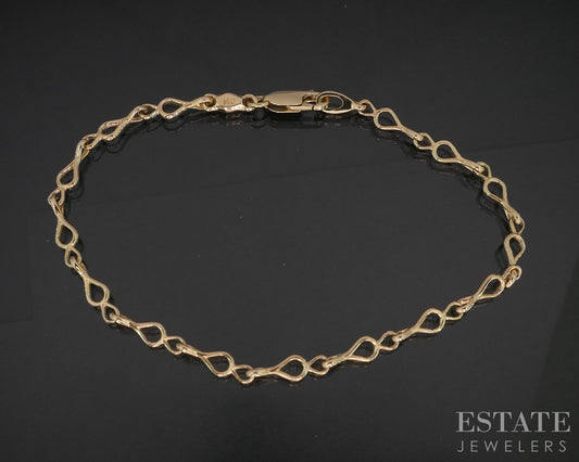 14k Yellow Gold Fancy Chain Link Ladies Bracelet 5.6g 8"L i19973b