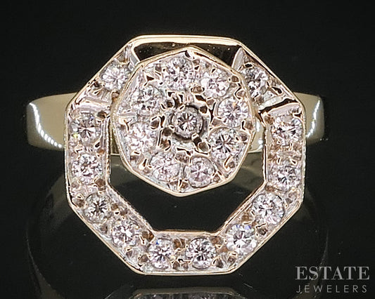 Vintage 14k Yellow Gold Natural Diamond Ladies Spinner Ring 4.0g i19966b