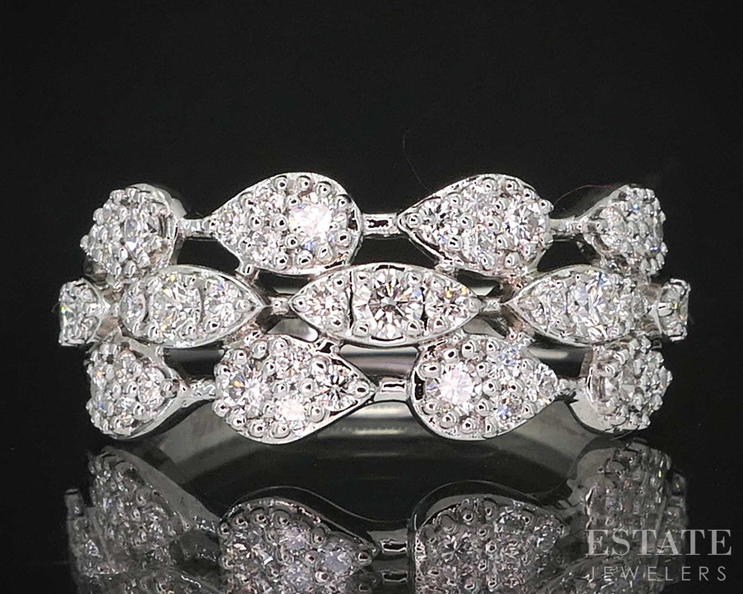 Platinum LeVian Natural .60ctw Vanilla Diamond 3-Row Band Ring 7g i20015