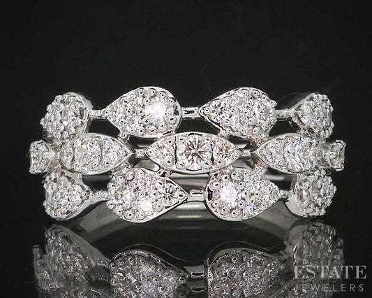 Platinum LeVian Natural .60ctw Vanilla Diamond 3-Row Band Ring 7g i20015
