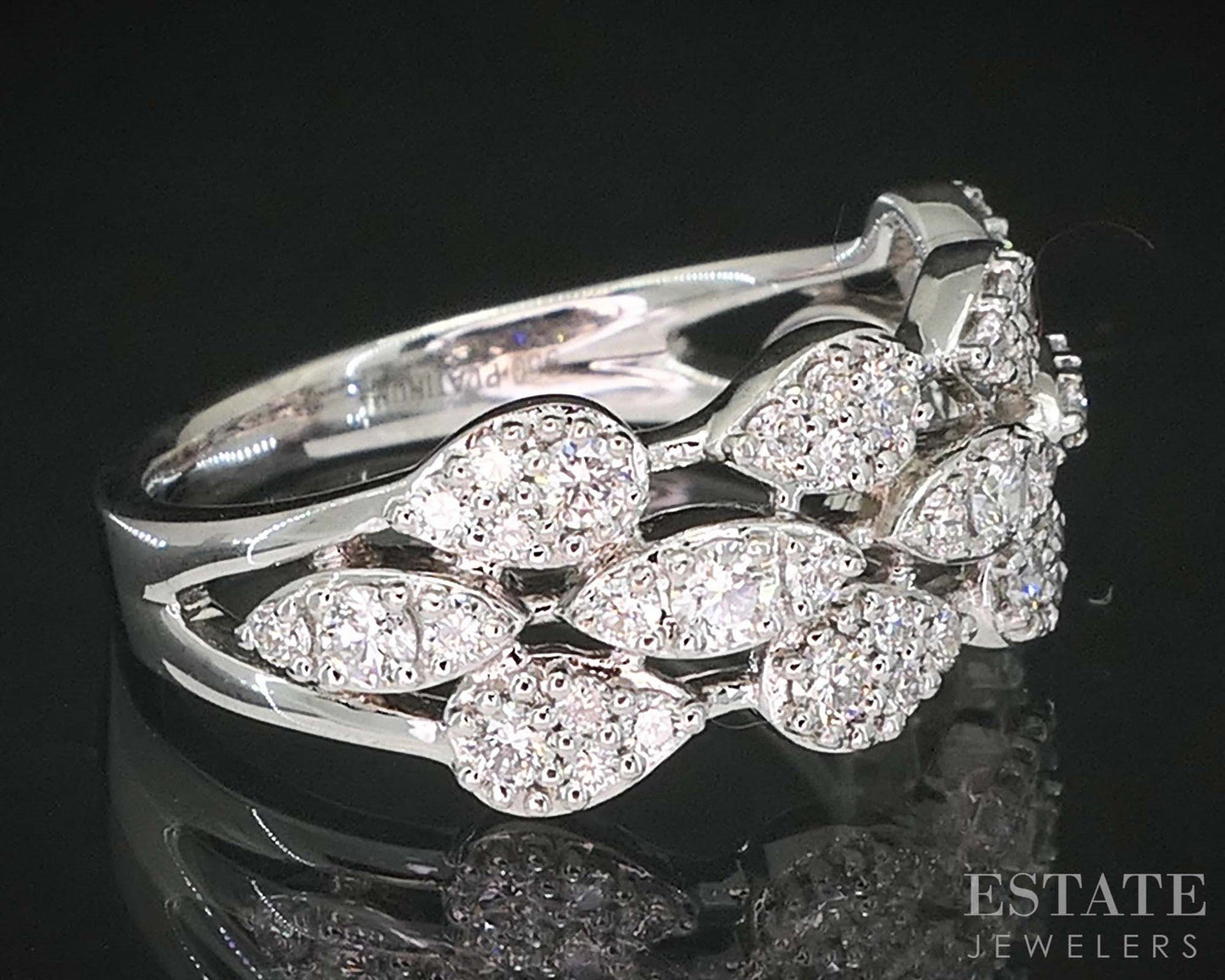 Platinum LeVian Natural .60ctw Vanilla Diamond 3-Row Band Ring 7g i20015