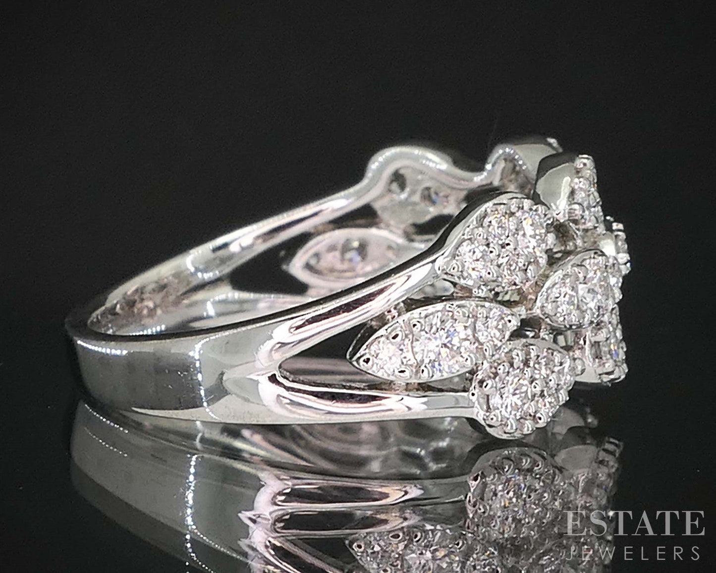 Platinum LeVian Natural .60ctw Vanilla Diamond 3-Row Band Ring 7g i20015