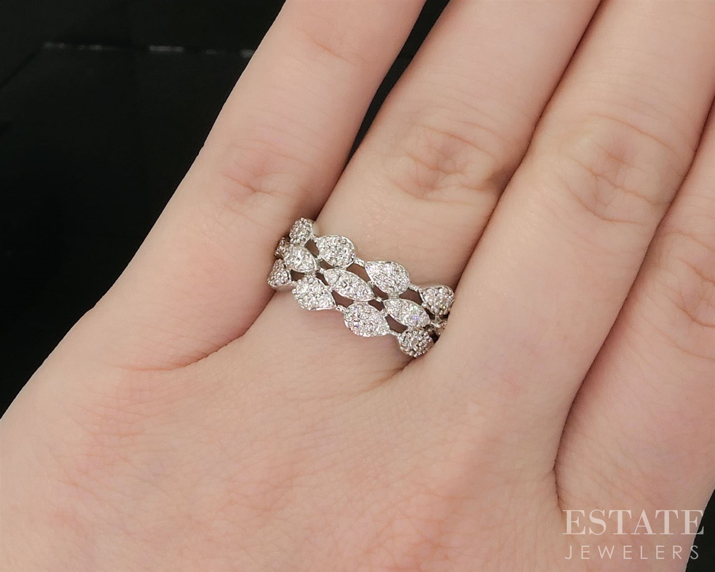 Platinum LeVian Natural .60ctw Vanilla Diamond 3-Row Band Ring 7g i20015
