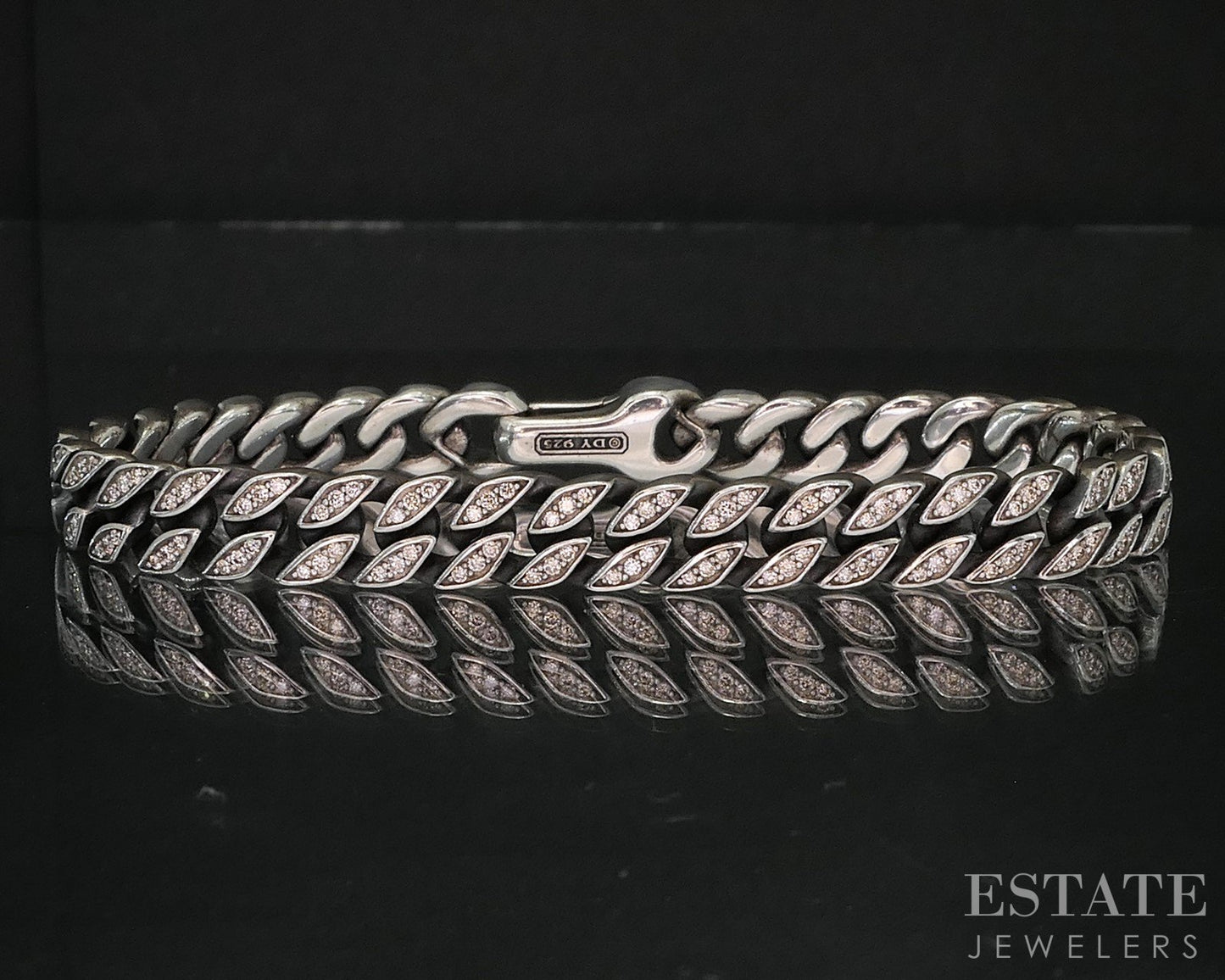 Sterling David Yurman 8mm Diamond Curb Chain Mens Bracelet 30g 8.25"L i20009