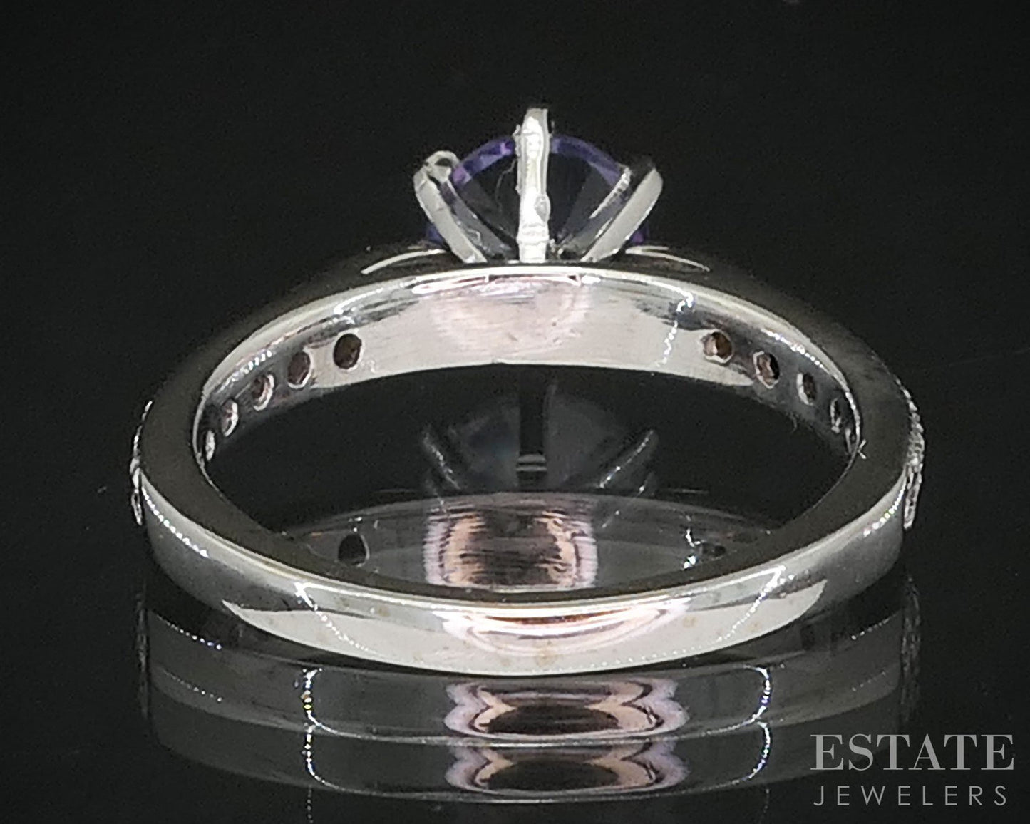 14k White Gold Color Changing Sapphire & Diamond Engagement Ring 3.3g i20022