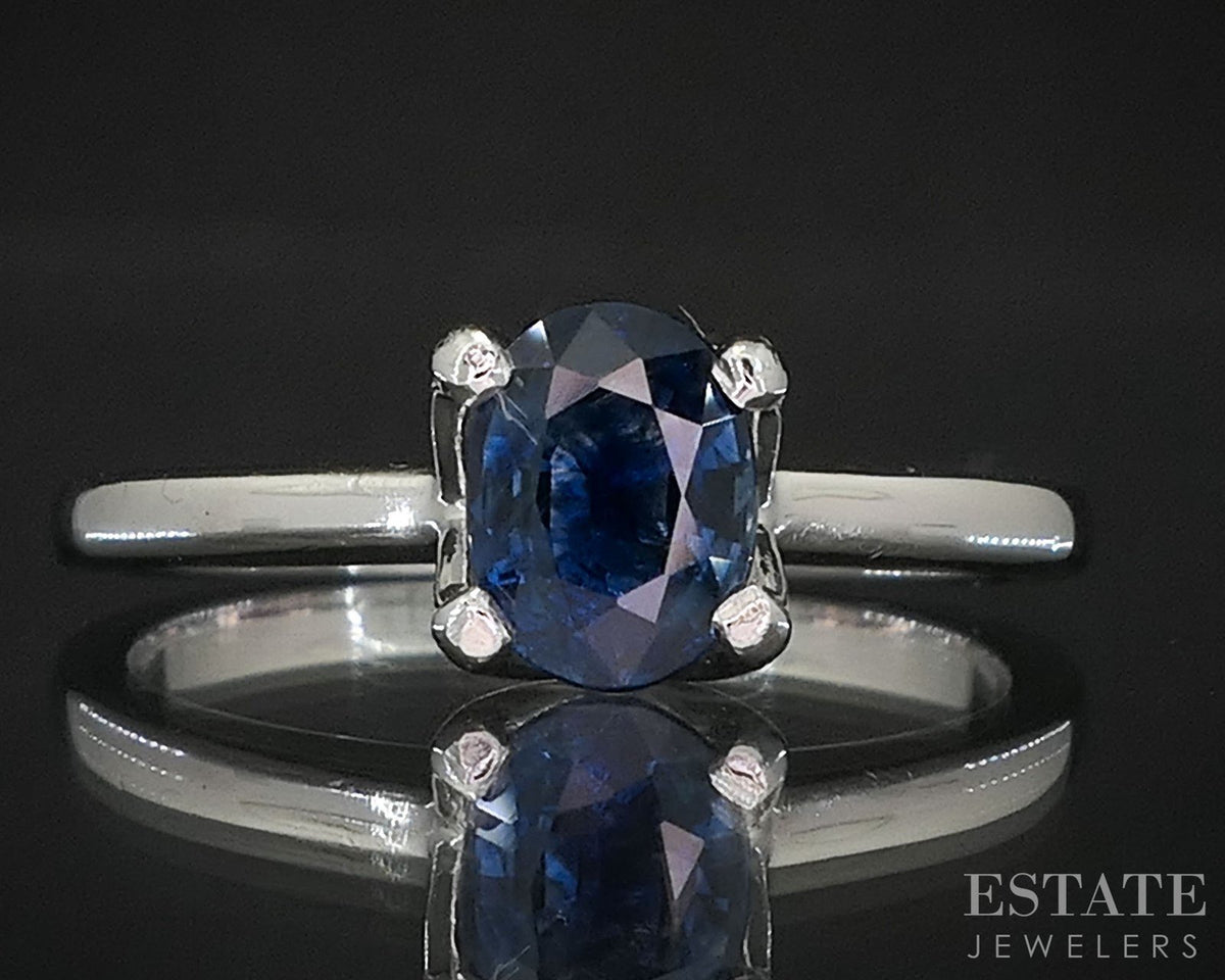 Platinum Oval Natural 1.11ct Blue Sapphire Solitaire Ring 4.8g i20017