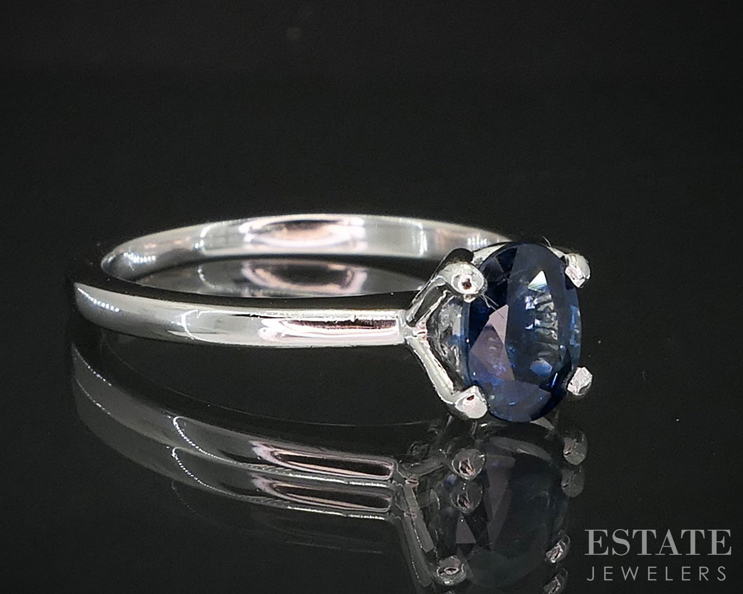 Platinum Oval Natural 1.11ct Blue Sapphire Solitaire Ring 4.8g i20017