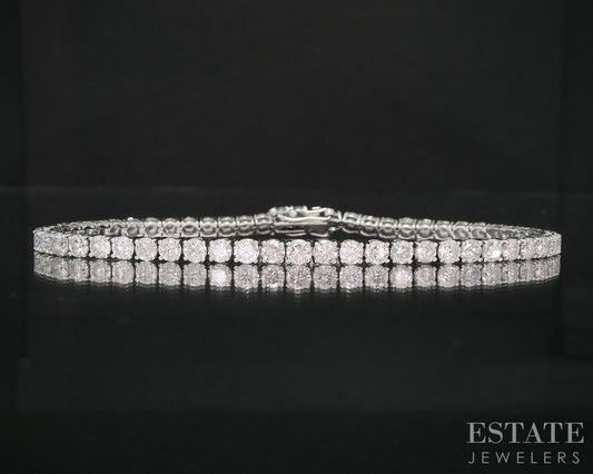 14k White Gold Natural 5.00ctw Diamond Ladies Tennis Bracelet 8.3g 7.25"L i19955