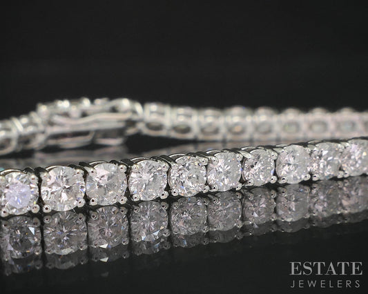 14k White Gold Natural 5.00ctw Diamond Ladies Tennis Bracelet 8.3g 7.25"L i19955