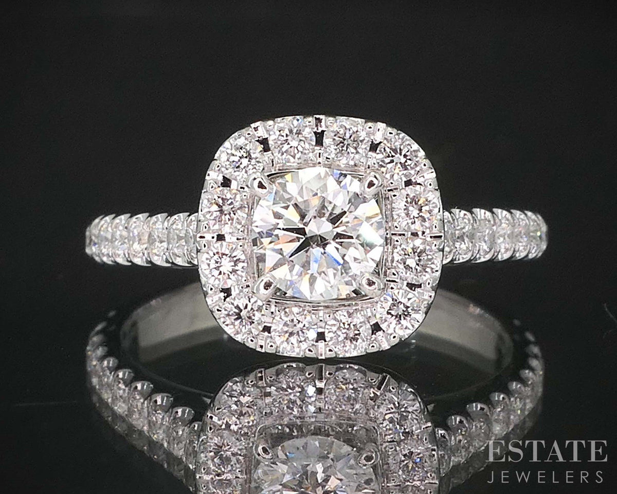 14k White Gold Round Natural .94ctw Diamond Neil Lane Engagement Ring 4g i19957