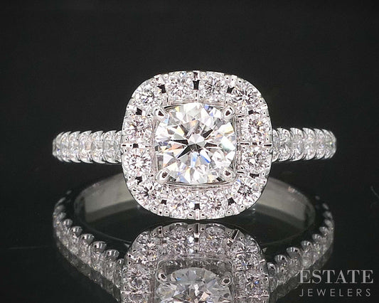 14k White Gold Round Natural .94ctw Diamond Neil Lane Engagement Ring 4g i19957
