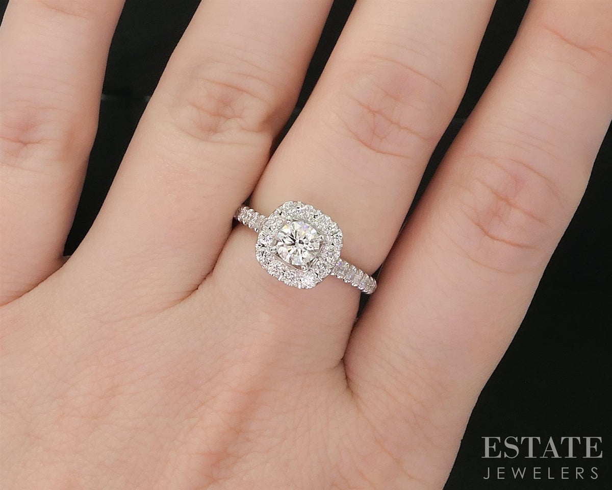14k White Gold Round Natural .94ctw Diamond Neil Lane Engagement Ring 4g i19957