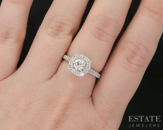 14k White Gold Round Natural .94ctw Diamond Neil Lane Engagement Ring 4g i19957