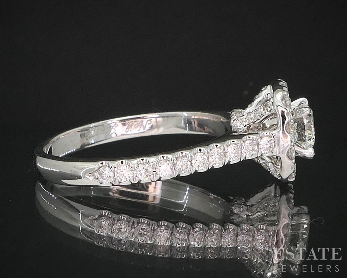 14k White Gold Round Natural .94ctw Diamond Neil Lane Engagement Ring 4g i19957