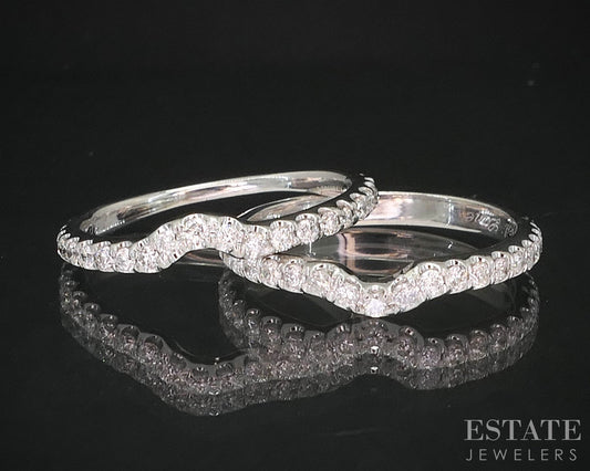 14k White Gold Natural .25ctw Diamond Neil Lane Wedding Band Set 4.2g i19958