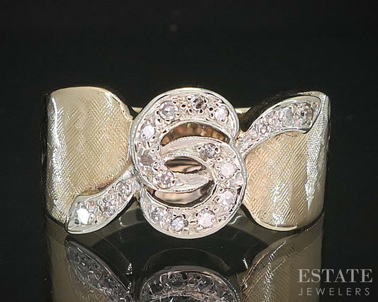 Vintage 14k Yellow Gold Single Cut Natural .10ctw Diamond Ladies Band 6g i20014