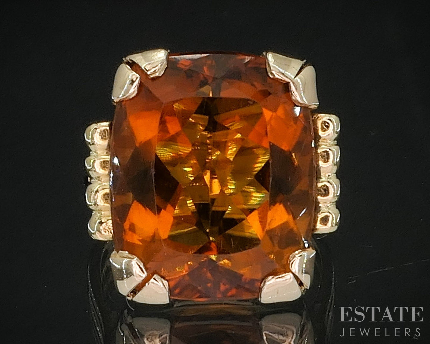 Vintage Retro 18k Yellow Gold 9ct Natural Citrine Ladies Ring 7g i20026