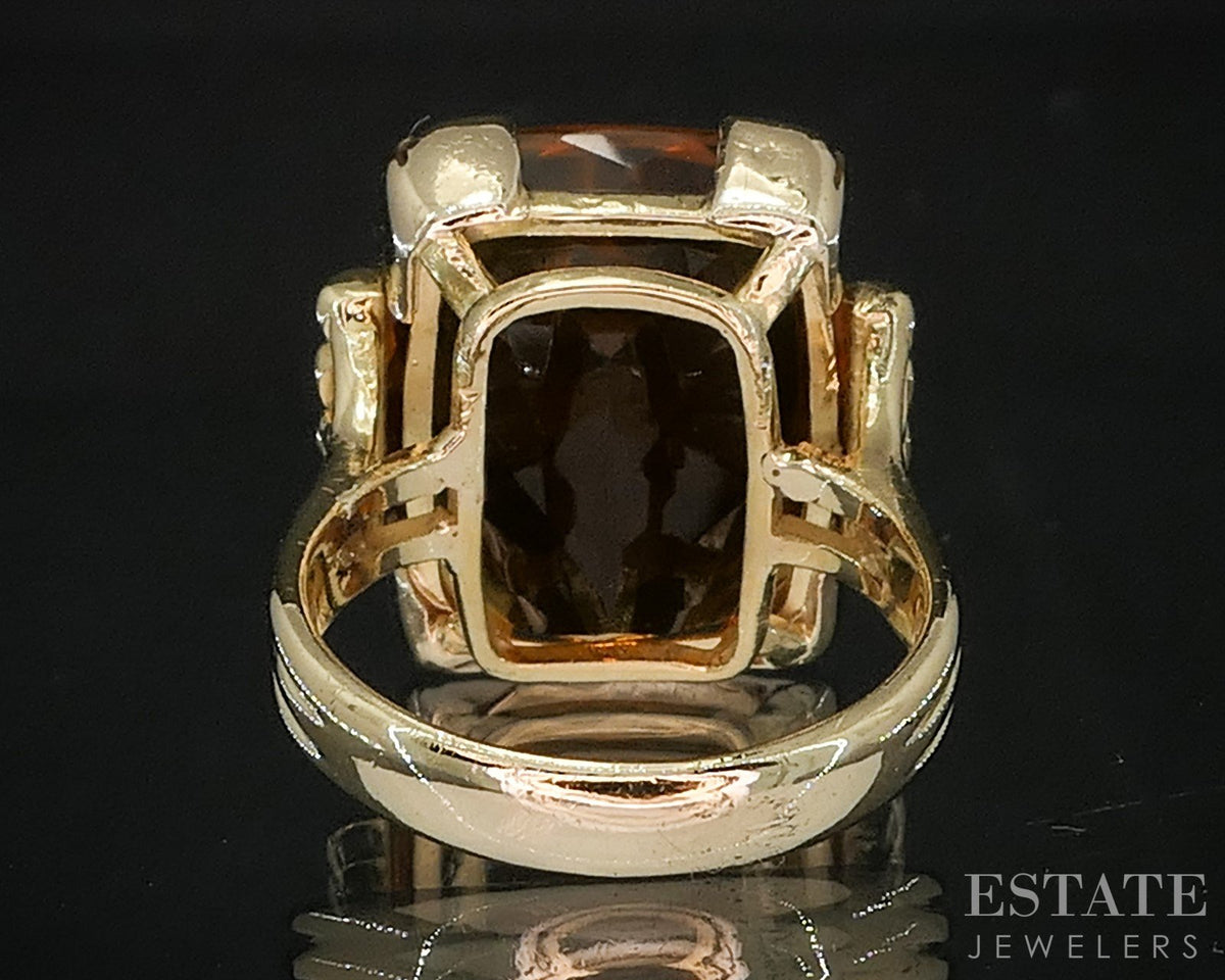 Vintage Retro 18k Yellow Gold 9ct Natural Citrine Ladies Ring 7g i20026