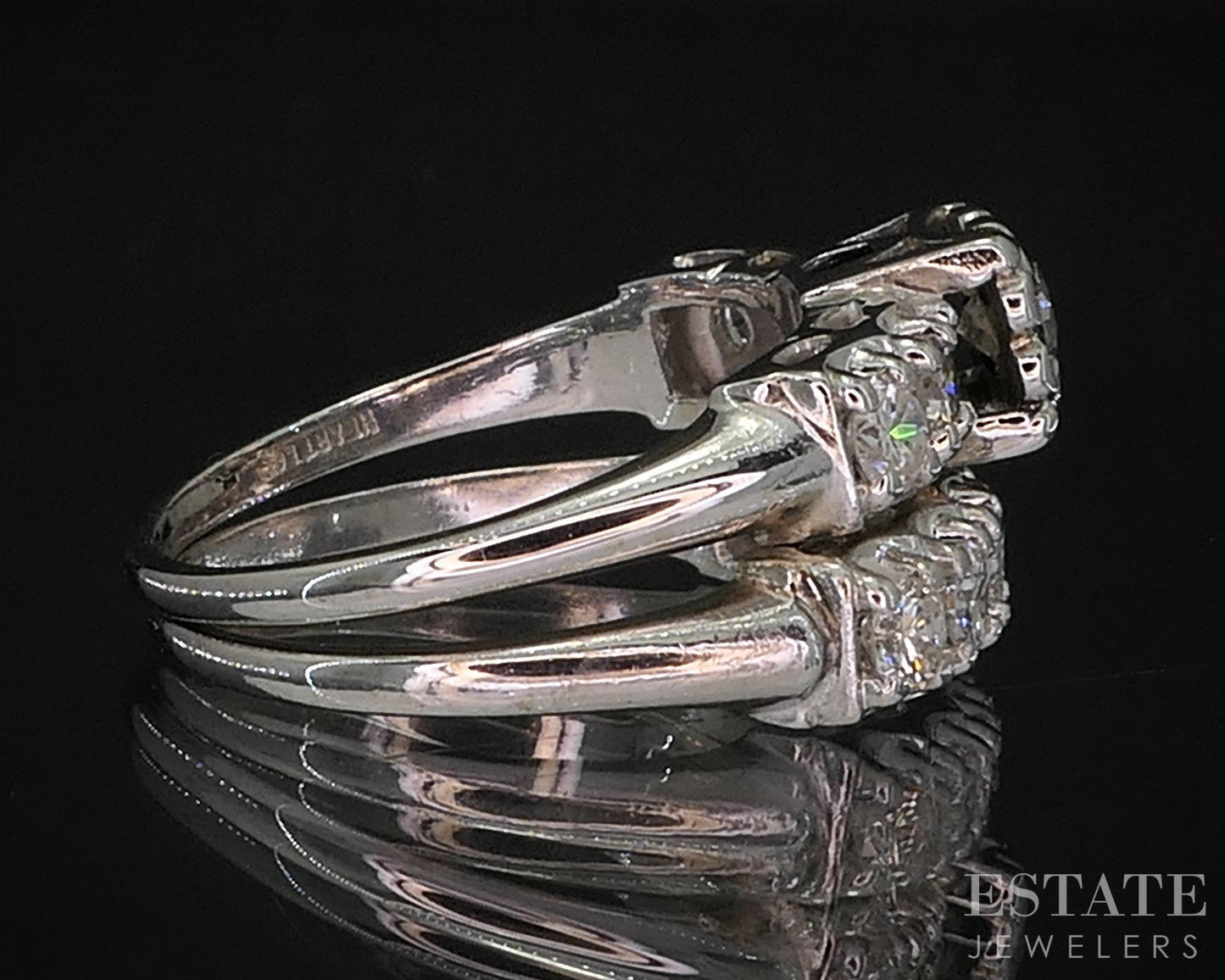Vintage 14k White Gold Round Natural 1.23ctw Diamond Wedding Set 7.8g i20034