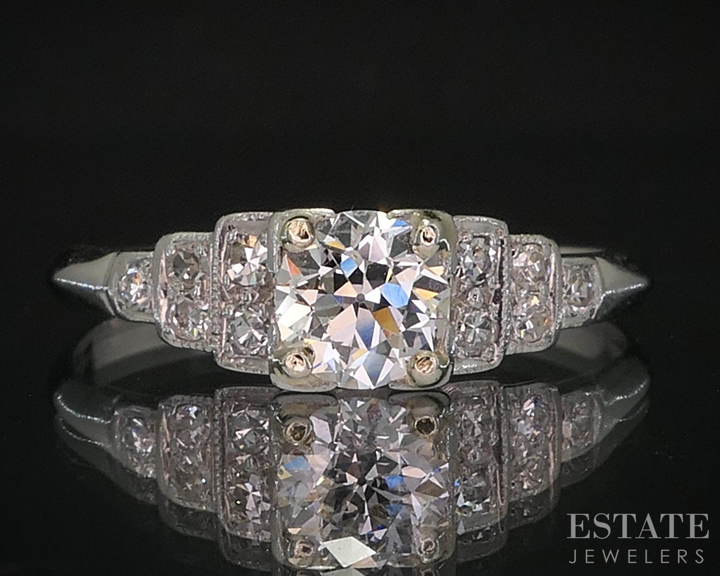 Antique Art Deco Platinum OEC Natural .44ct Diamond Engagement Ring 2.5g i20032