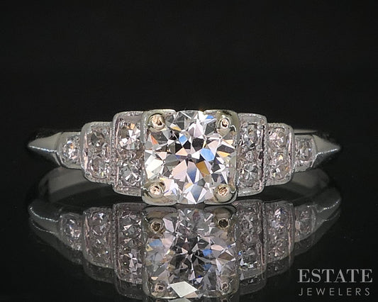 Antique Art Deco Platinum OEC Natural .44ct Diamond Engagement Ring 2.5g i20032