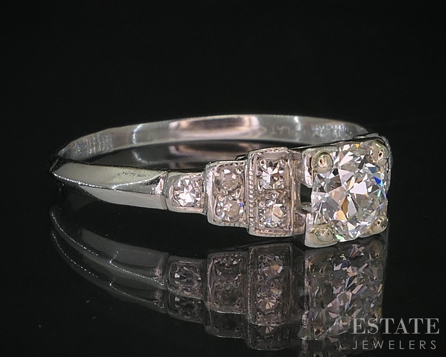 Antique Art Deco Platinum OEC Natural .44ct Diamond Engagement Ring 2.5g i20032